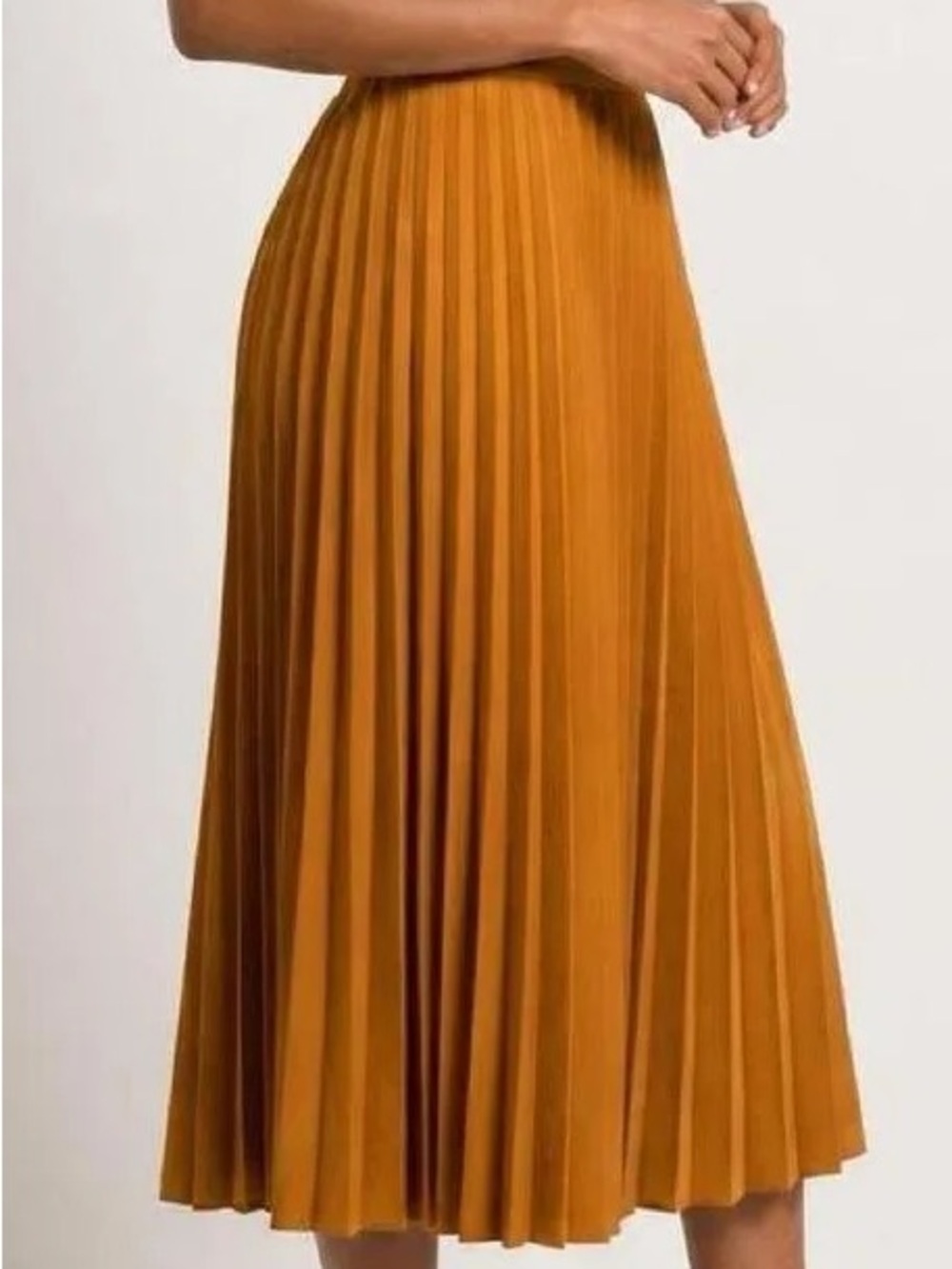 WD.NY Pleated Maxi Skirt in Mustard Gold